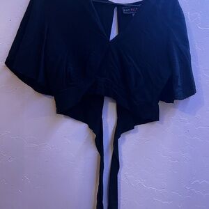 Polly & Esther Black Rayon Top